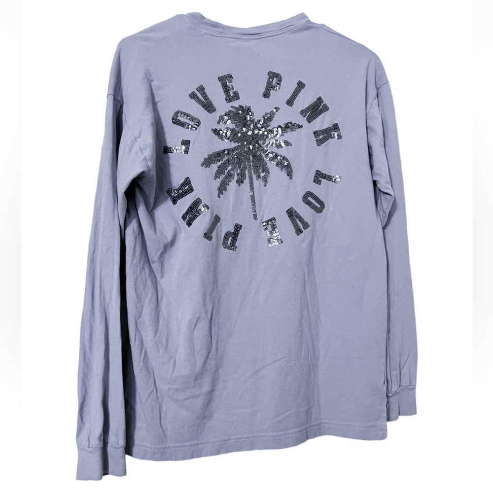 Victoria’s Secret Pink Blue Sequin Bling Long‎ Sleeved Top Size XS